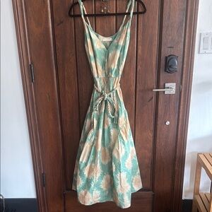 Ulla Johnson Green and White Midi Sundress